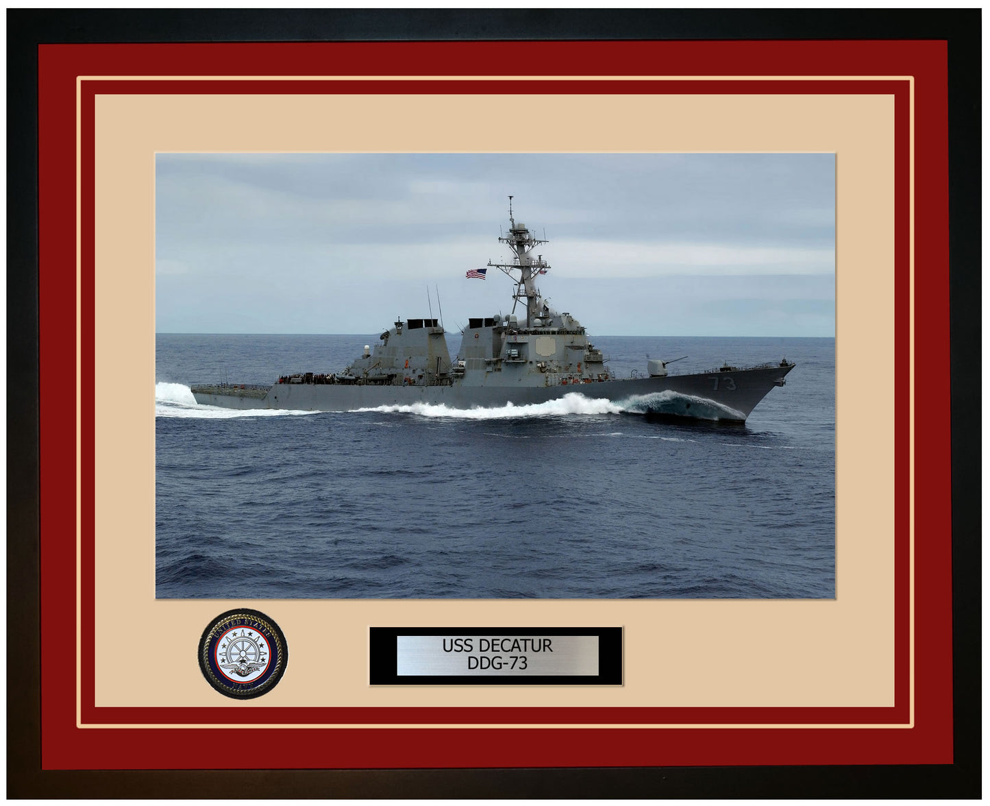 USS DECATUR DDG-73 Framed Navy Ship Photo Burgundy