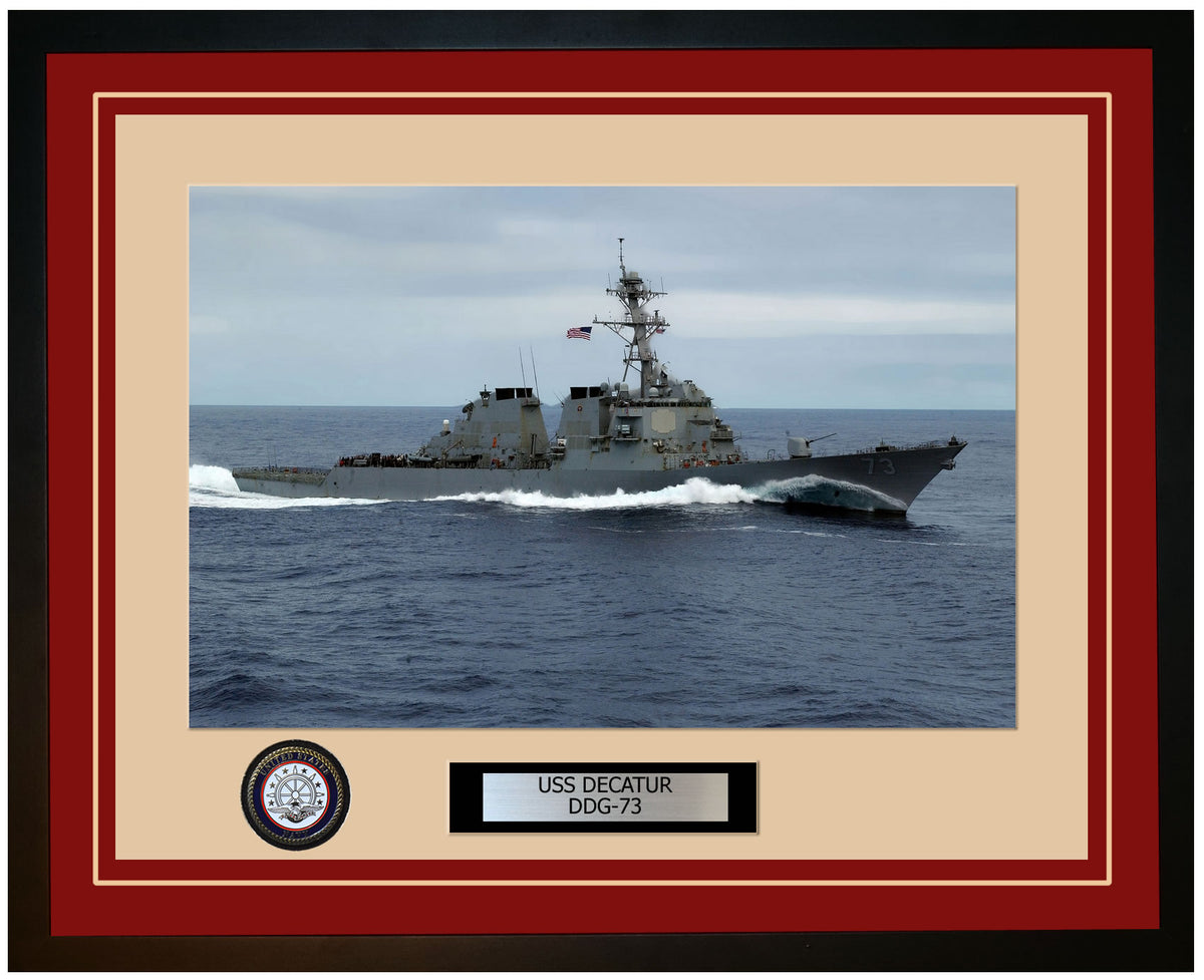 USS DECATUR DDG-73 Framed Navy Ship Photo Burgundy