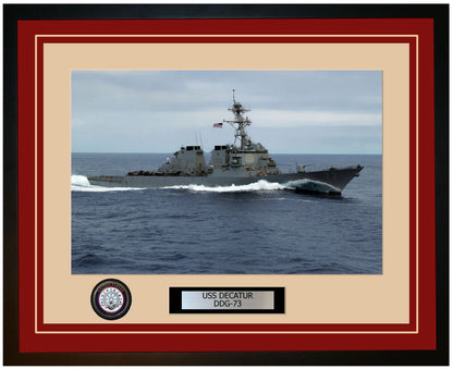 USS DECATUR DDG-73 Framed Navy Ship Photo Burgundy