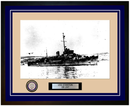 USS Stanton DE-247 Framed Navy Ship Photo Blue