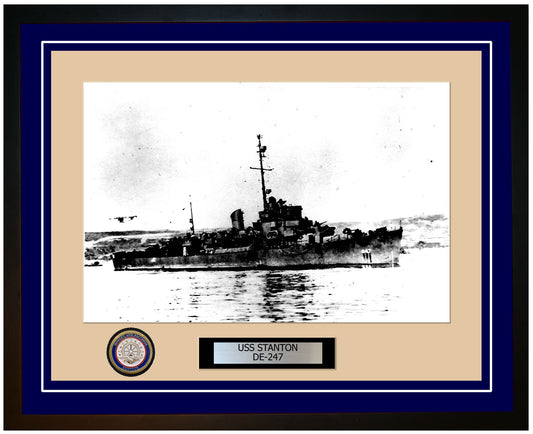 USS Stanton DE-247 Framed Navy Ship Photo Blue