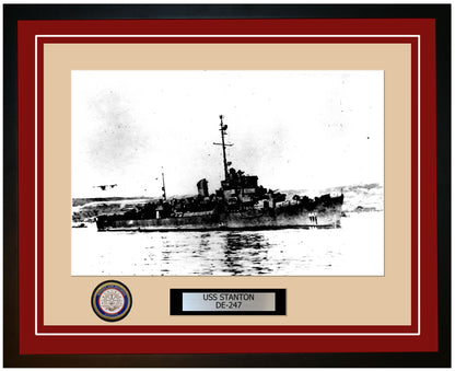 USS Stanton DE-247 Framed Navy Ship Photo Burgundy