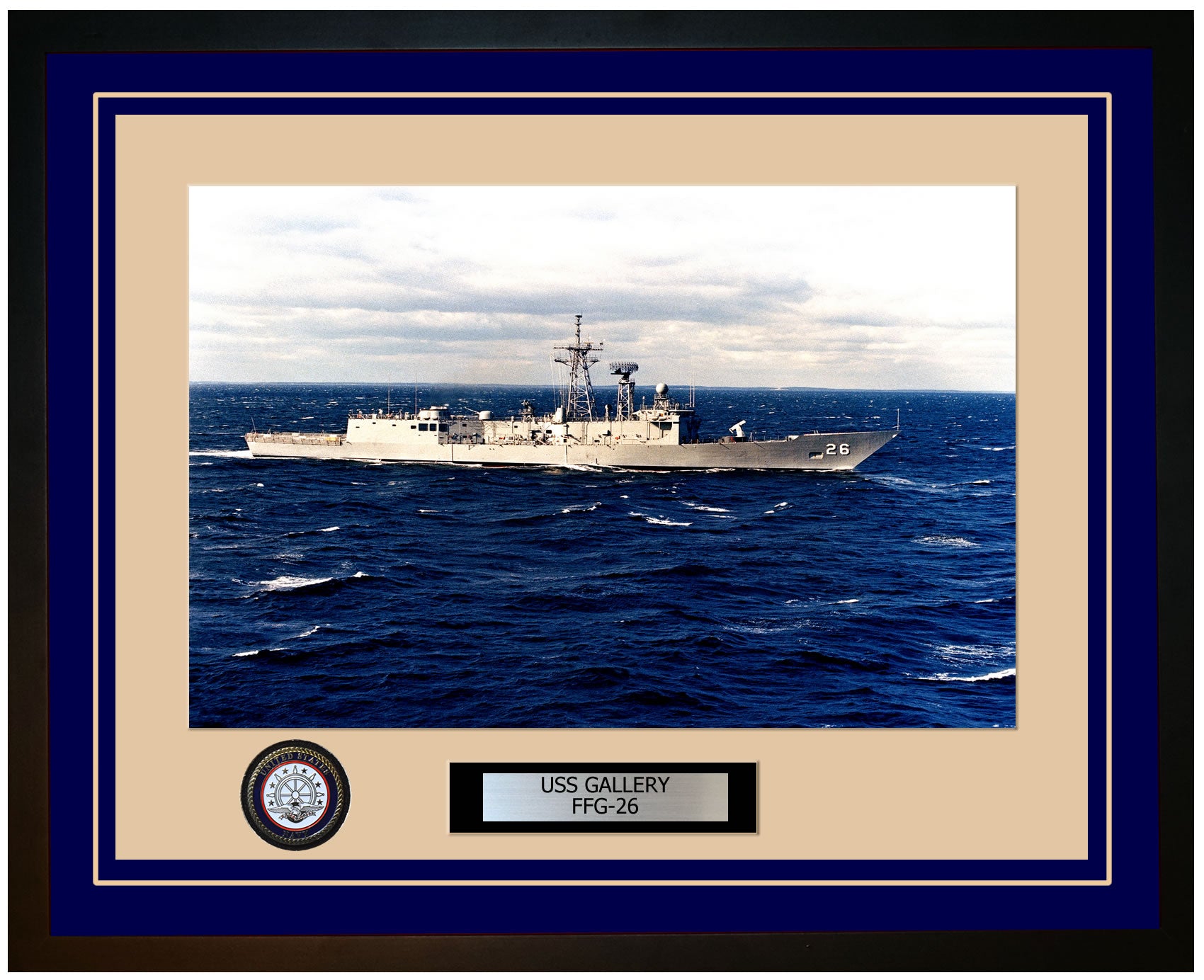 USS GALLERY FFG-26 Framed Navy Ship Photo Blue