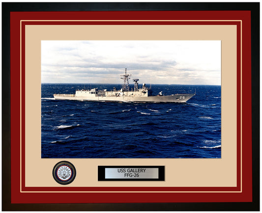 USS GALLERY FFG-26 Framed Navy Ship Photo Burgundy