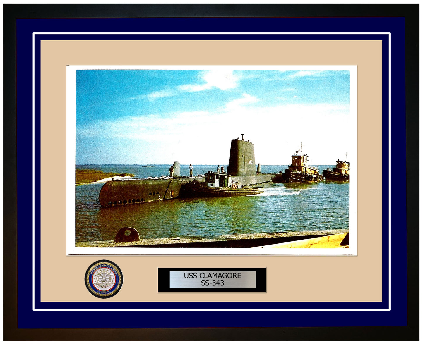 USS Clamagore SS-343 Framed Navy Ship Photo Blue