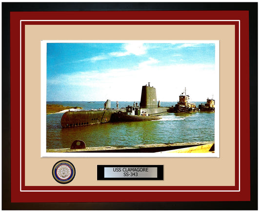 USS Clamagore SS-343 Framed Navy Ship Photo Burgundy