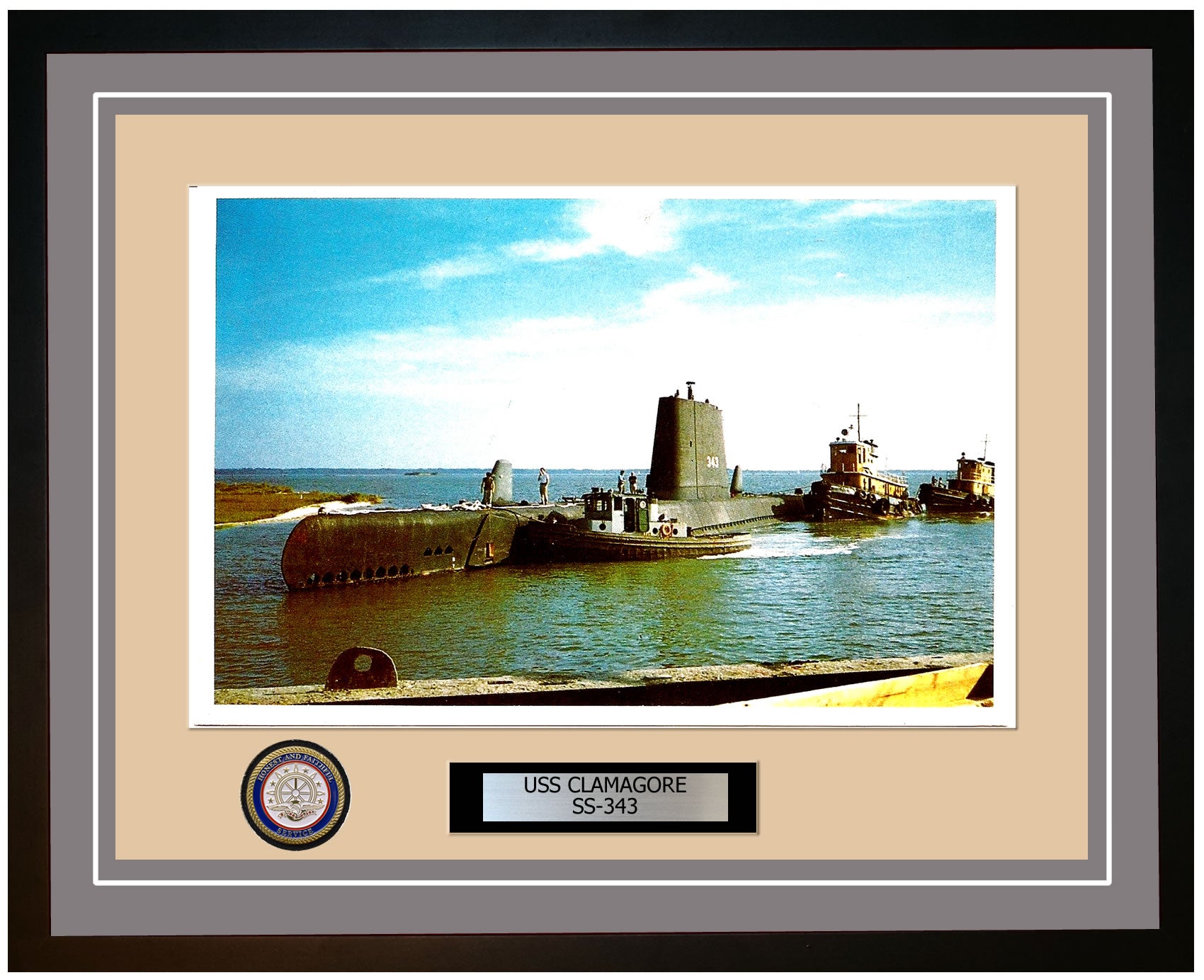 USS Clamagore SS-343 Framed Navy Ship Photo Grey