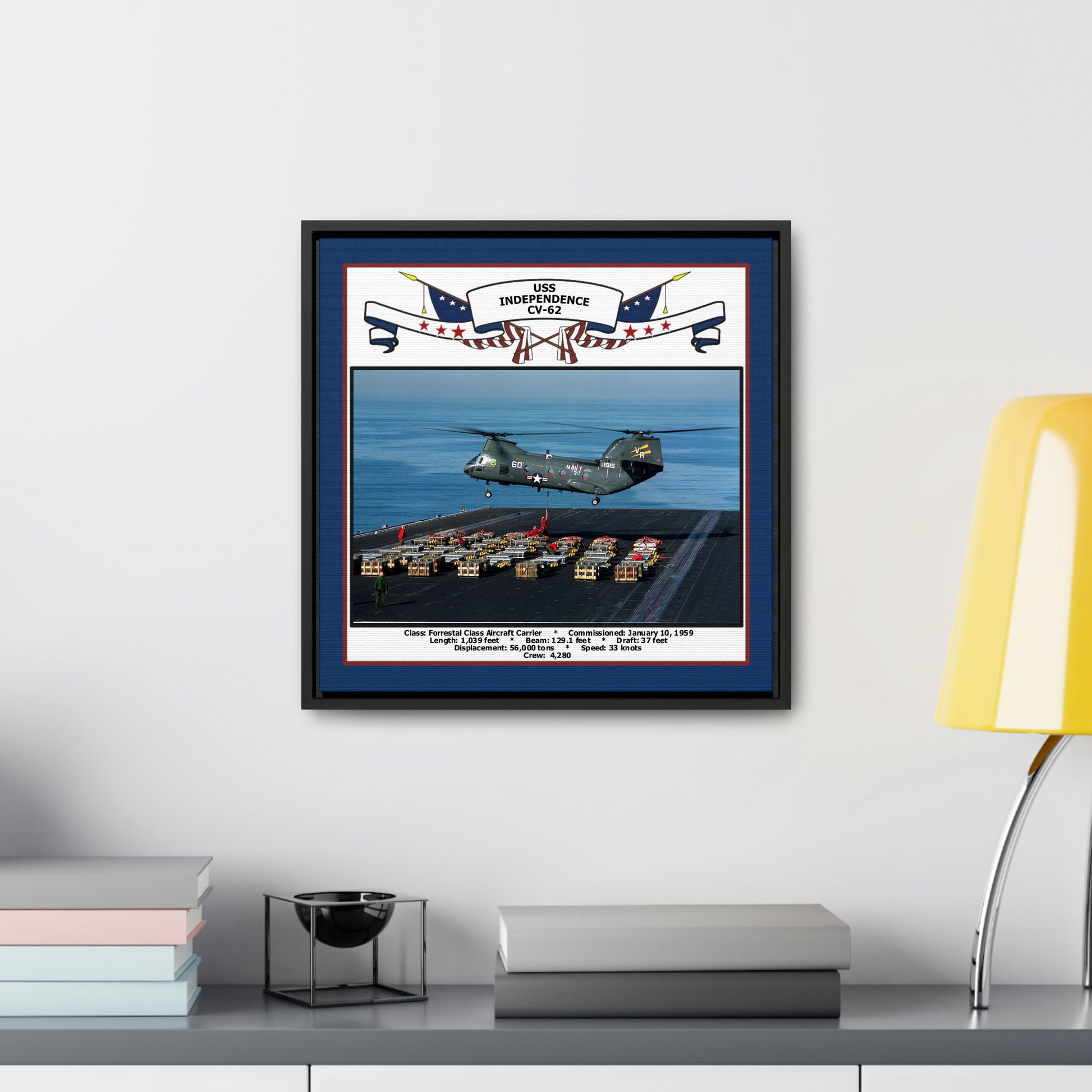 USS Independence CV-62 Navy Floating Frame Photo Desk View