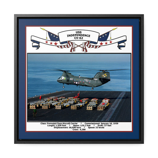 USS Independence CV-62 Navy Floating Frame Photo Front View