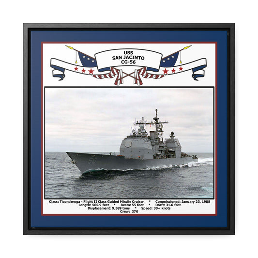 USS San Jacinto CG-56 Navy Floating Frame Photo Front View