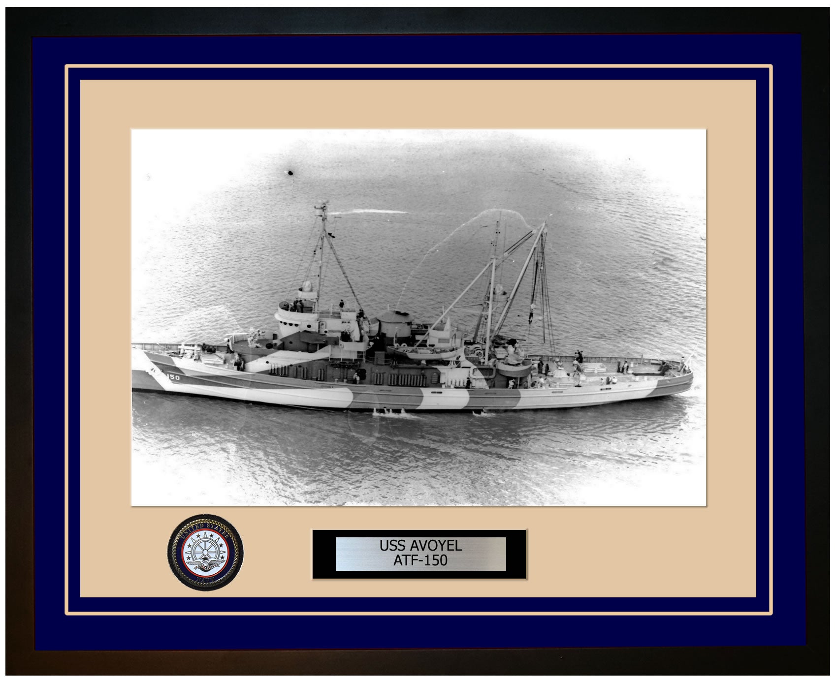 USS AVOYEL ATF-150 Framed Navy Ship Photo Blue