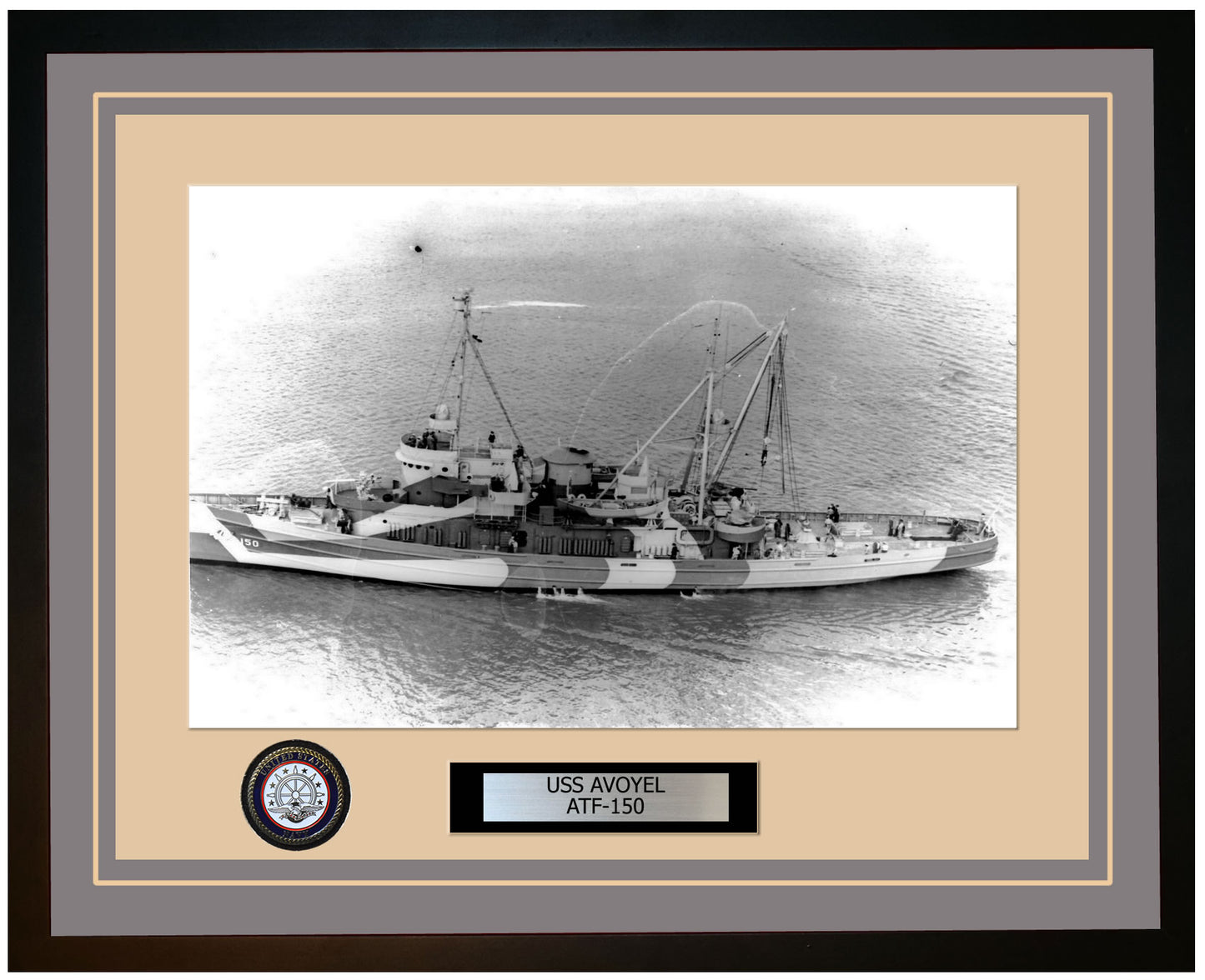 USS AVOYEL ATF-150 Framed Navy Ship Photo Grey