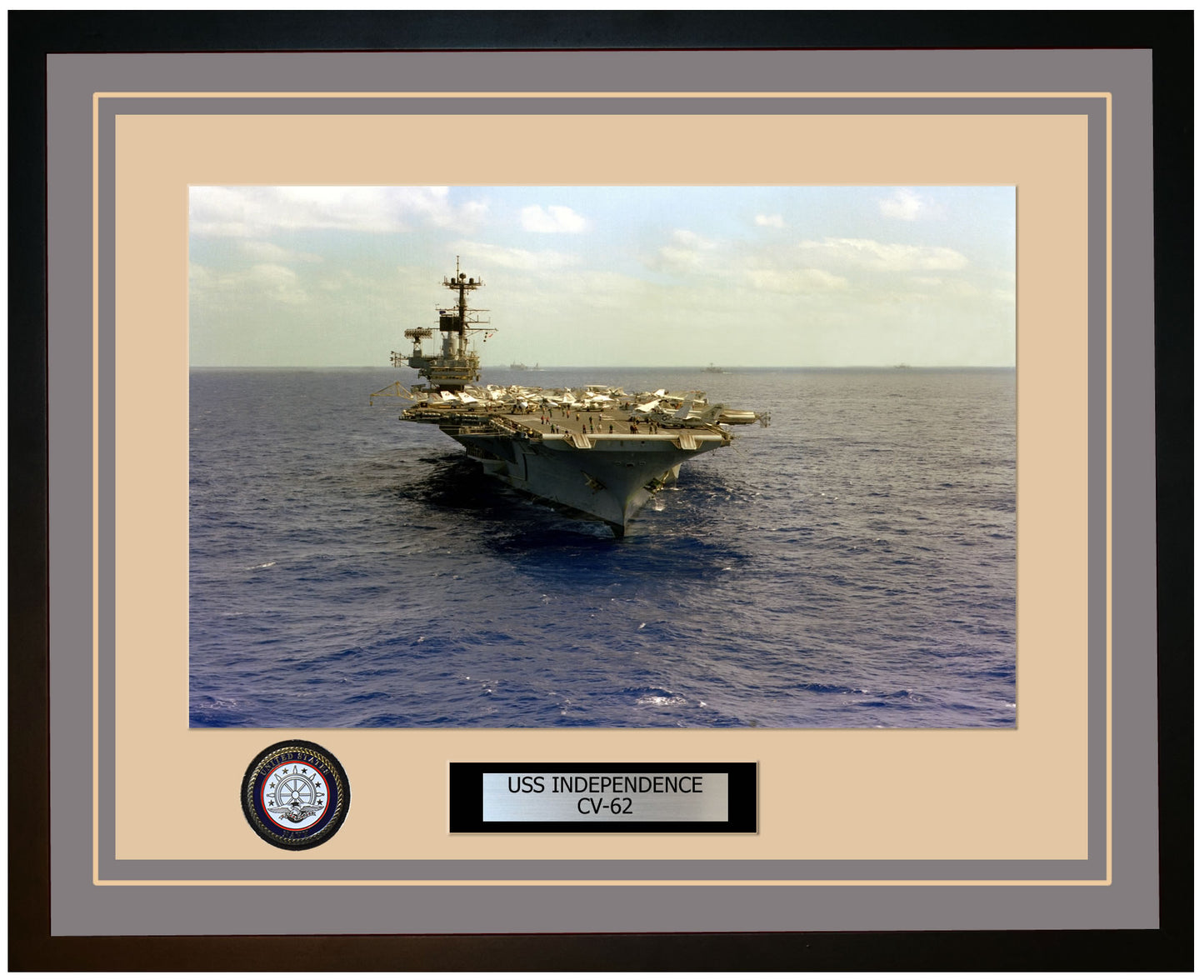 USS INDEPENDENCE CV-62 Framed Navy Ship Photo Grey
