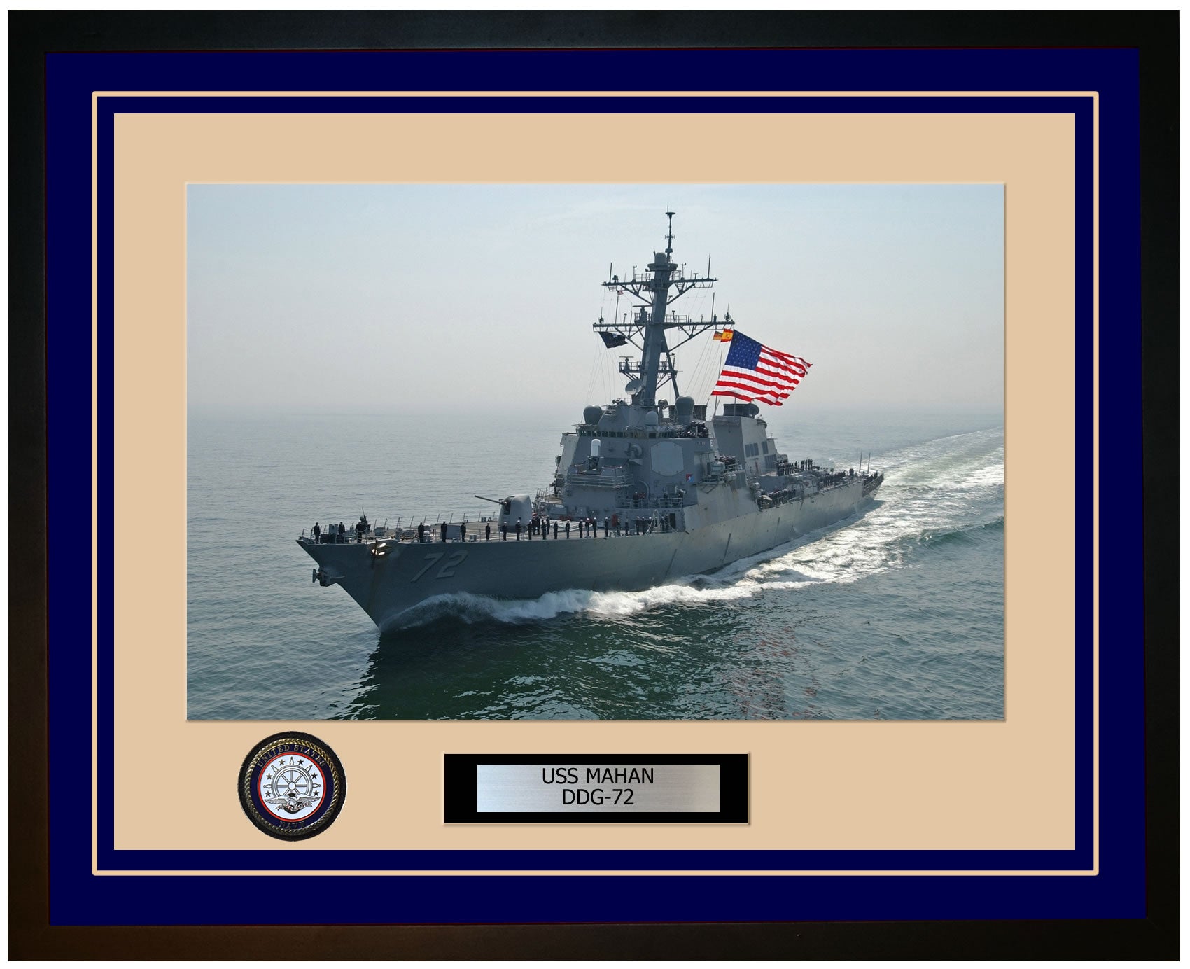 USS MAHAN DDG-72 Framed Navy Ship Photo Blue