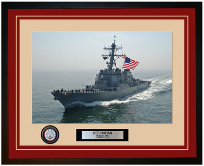 USS MAHAN DDG-72 Framed Navy Ship Photo Burgundy