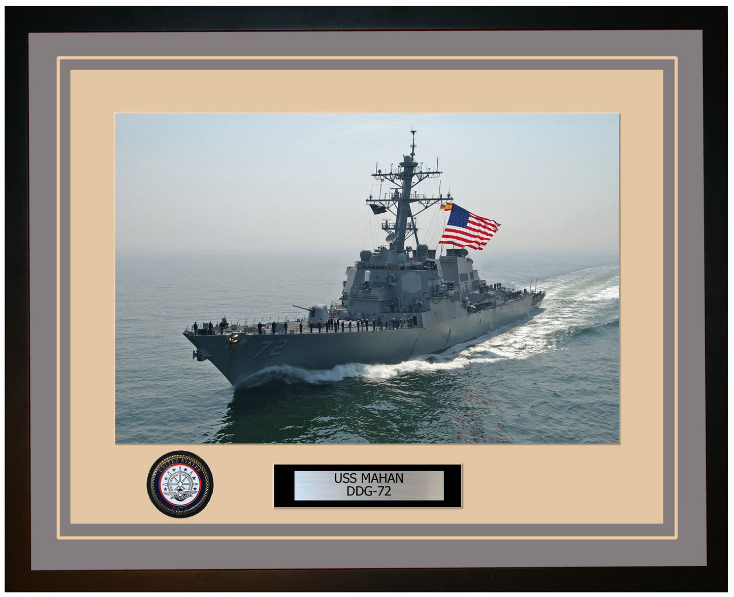 USS MAHAN DDG-72 Framed Navy Ship Photo Grey