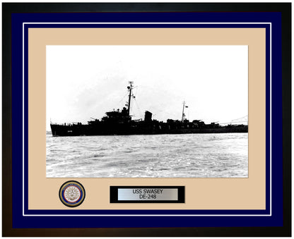 USS Swasey DE-248 Framed Navy Ship Photo Blue