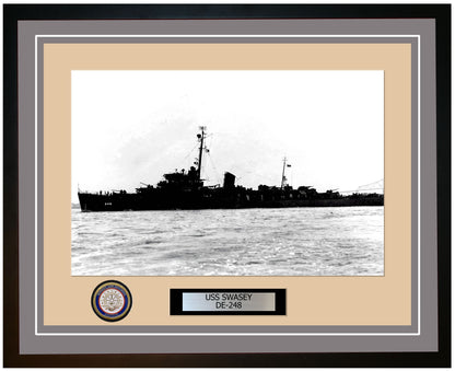 USS Swasey DE-248 Framed Navy Ship Photo Grey