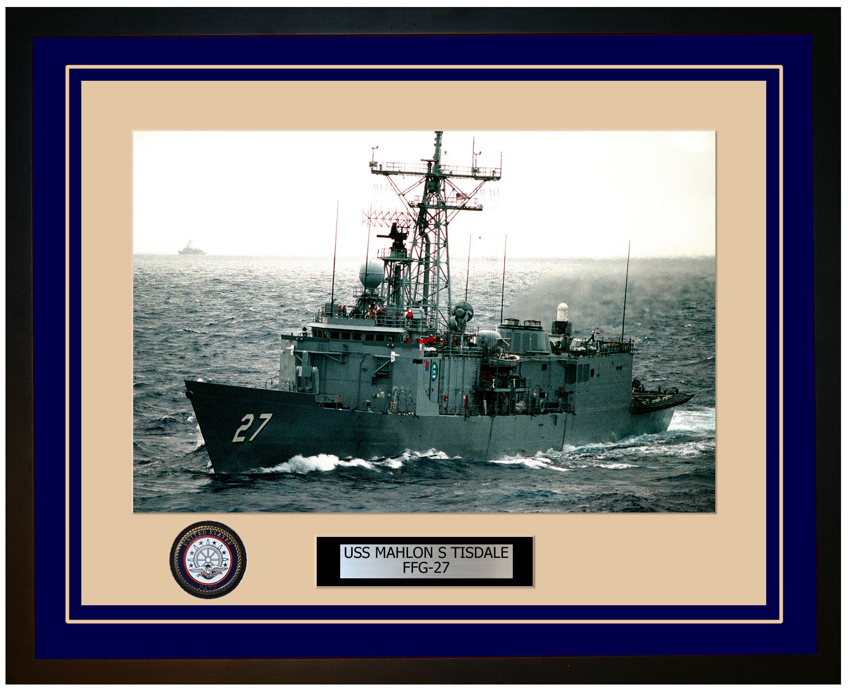 USS MAHLON S TISDALE FFG-27 Framed Navy Ship Photo Blue