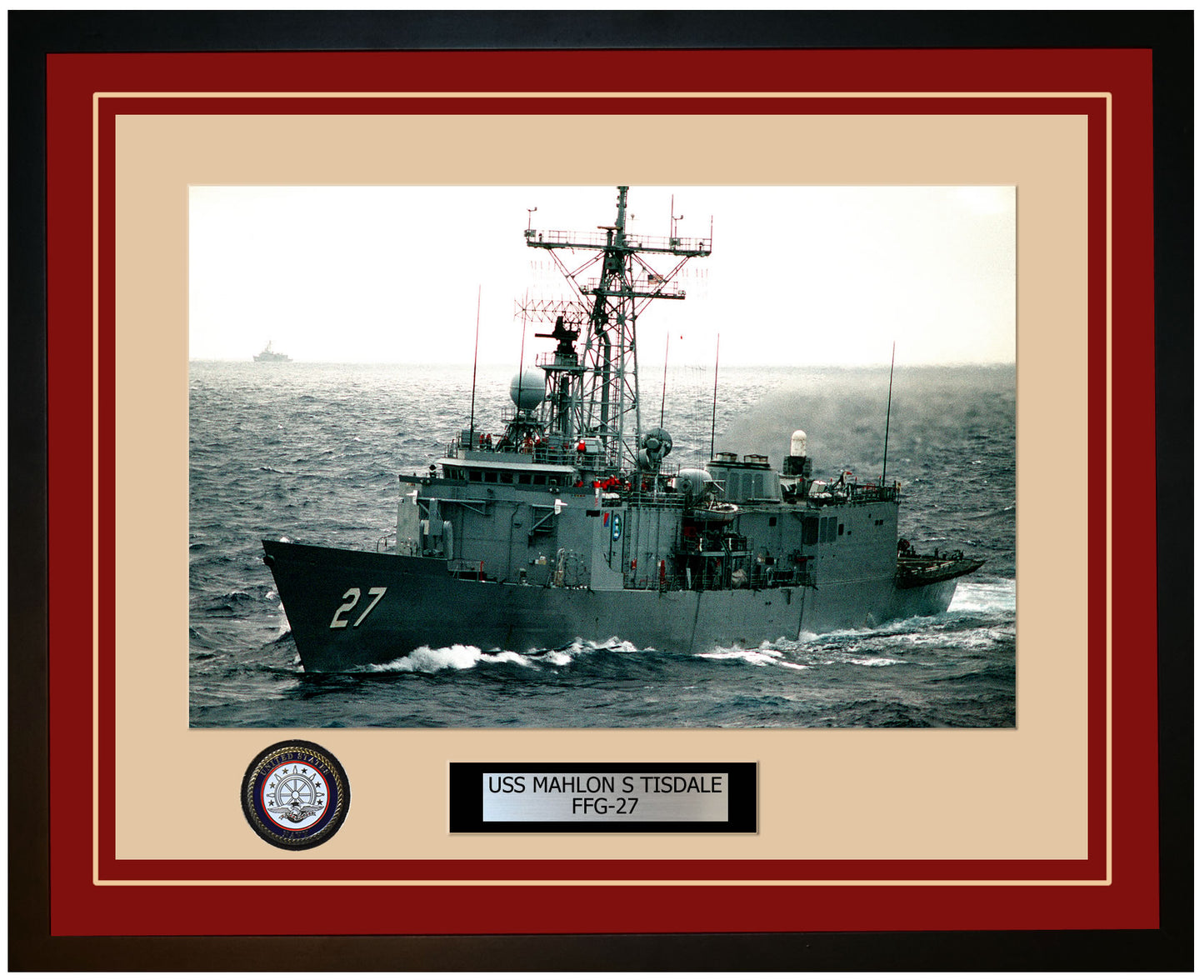 USS MAHLON S TISDALE FFG-27 Framed Navy Ship Photo Burgundy