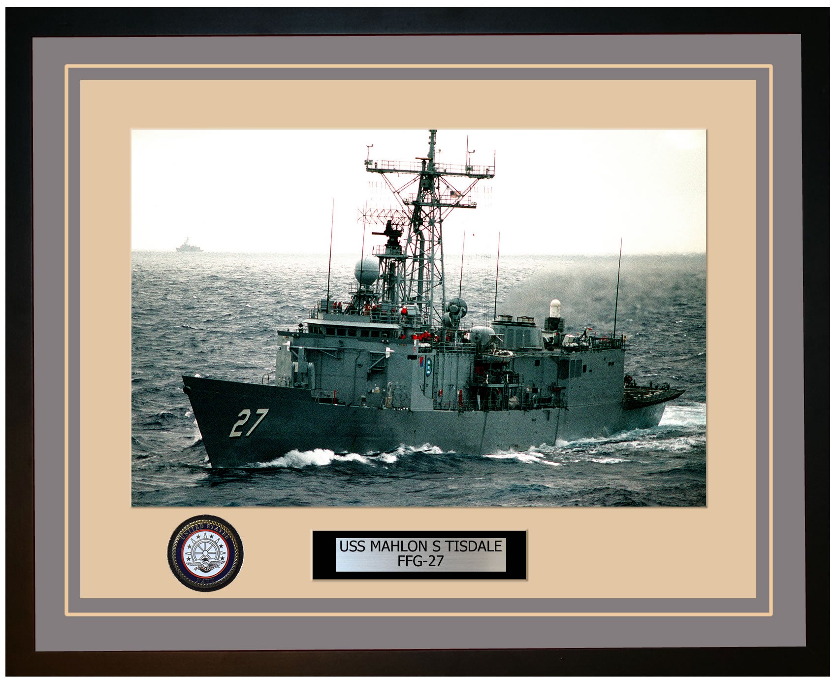 USS MAHLON S TISDALE FFG-27 Framed Navy Ship Photo Grey