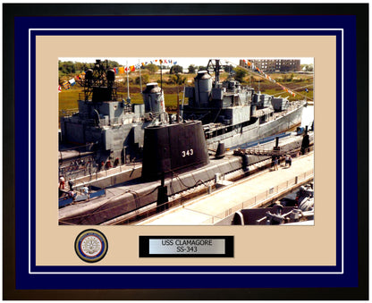 USS Clamagore SS-343 Framed Navy Ship Photo Blue