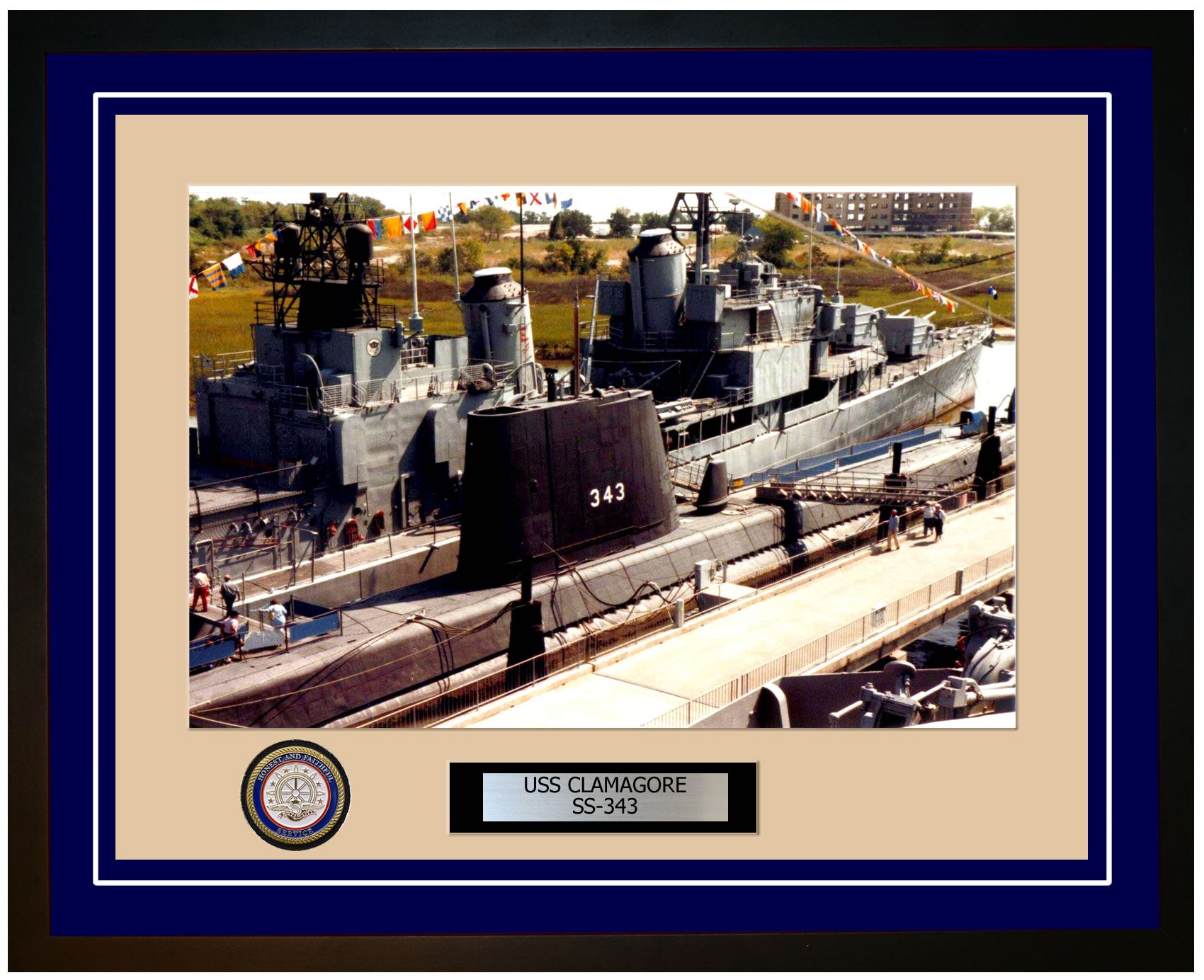 USS Clamagore SS-343 Framed Navy Ship Photo Blue