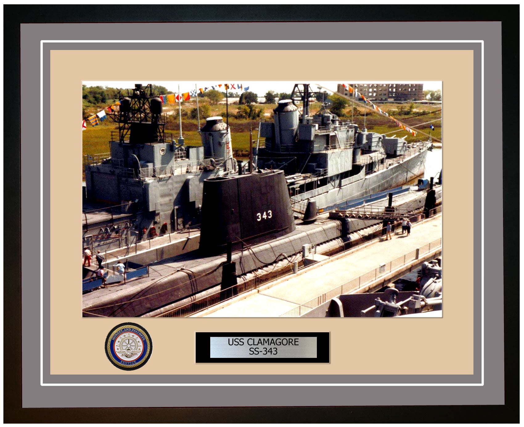 USS Clamagore SS-343 Framed Navy Ship Photo Grey