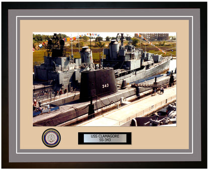 USS Clamagore SS-343 Framed Navy Ship Photo Grey