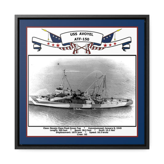 USS Avoyel ATF-150 Navy Floating Frame Photo Front View