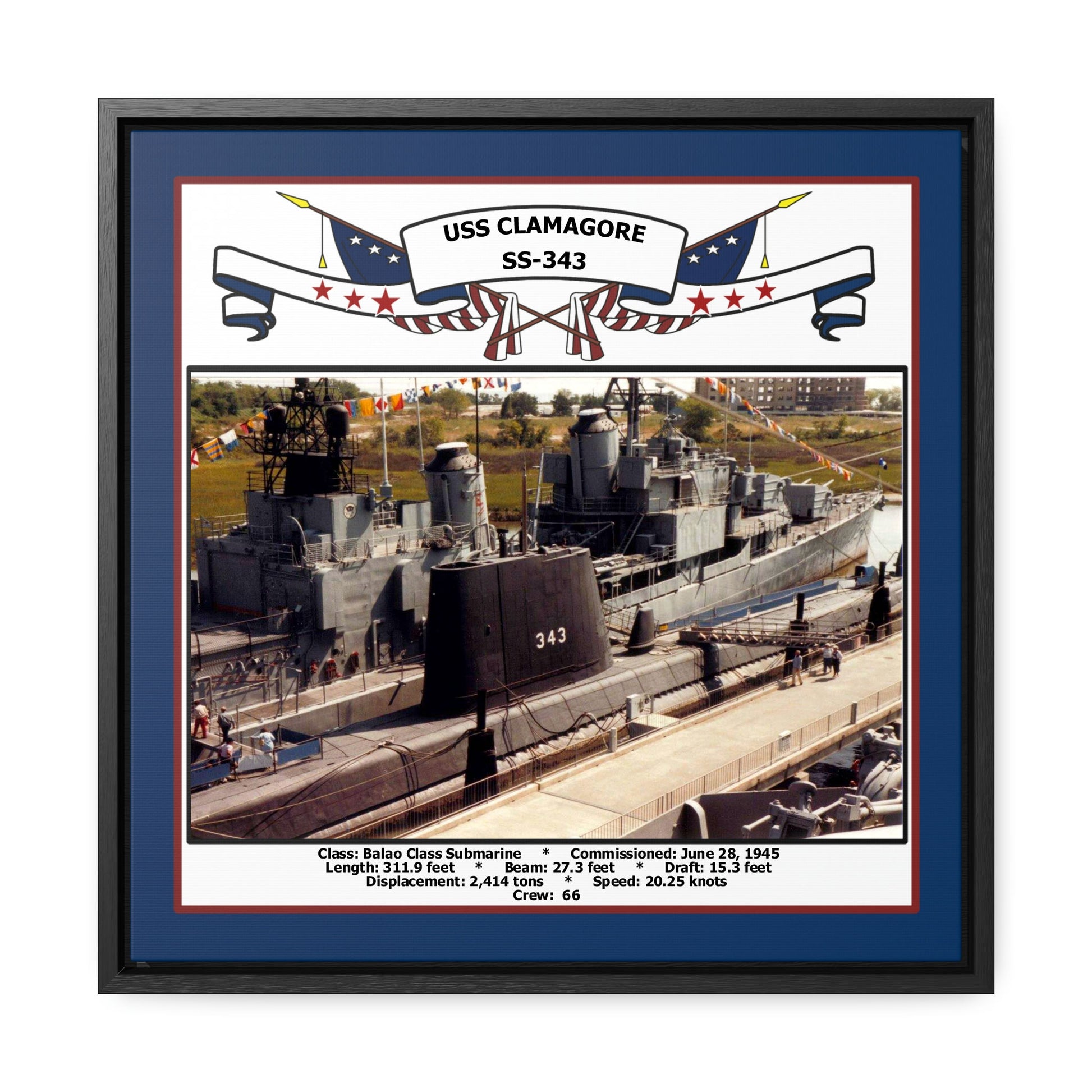 USS Clamagore SS-343 Navy Floating Frame Photo Front View