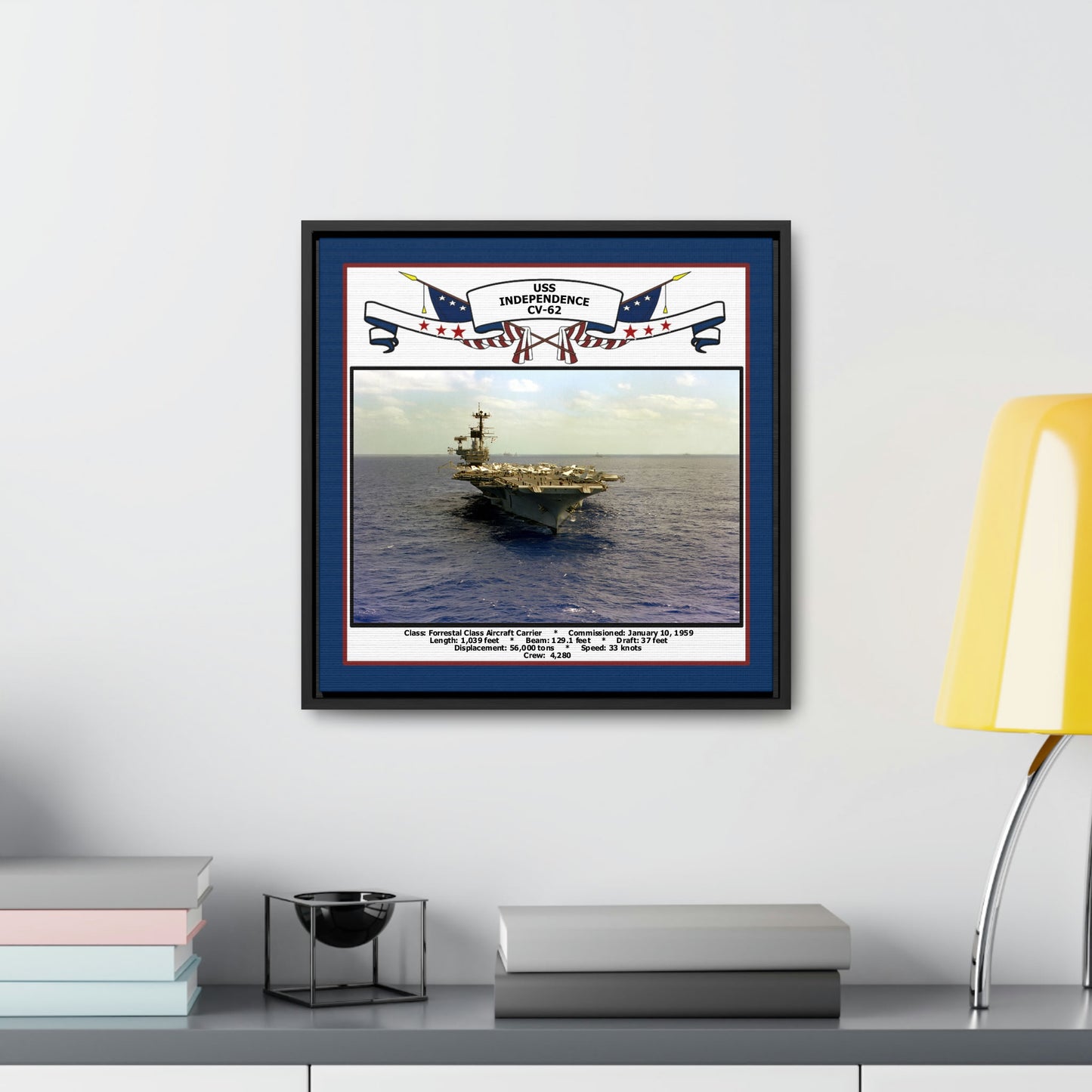 USS Independence CV-62 Navy Floating Frame Photo Desk View