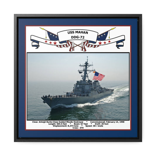 USS Mahan DDG-72 Navy Floating Frame Photo Front View