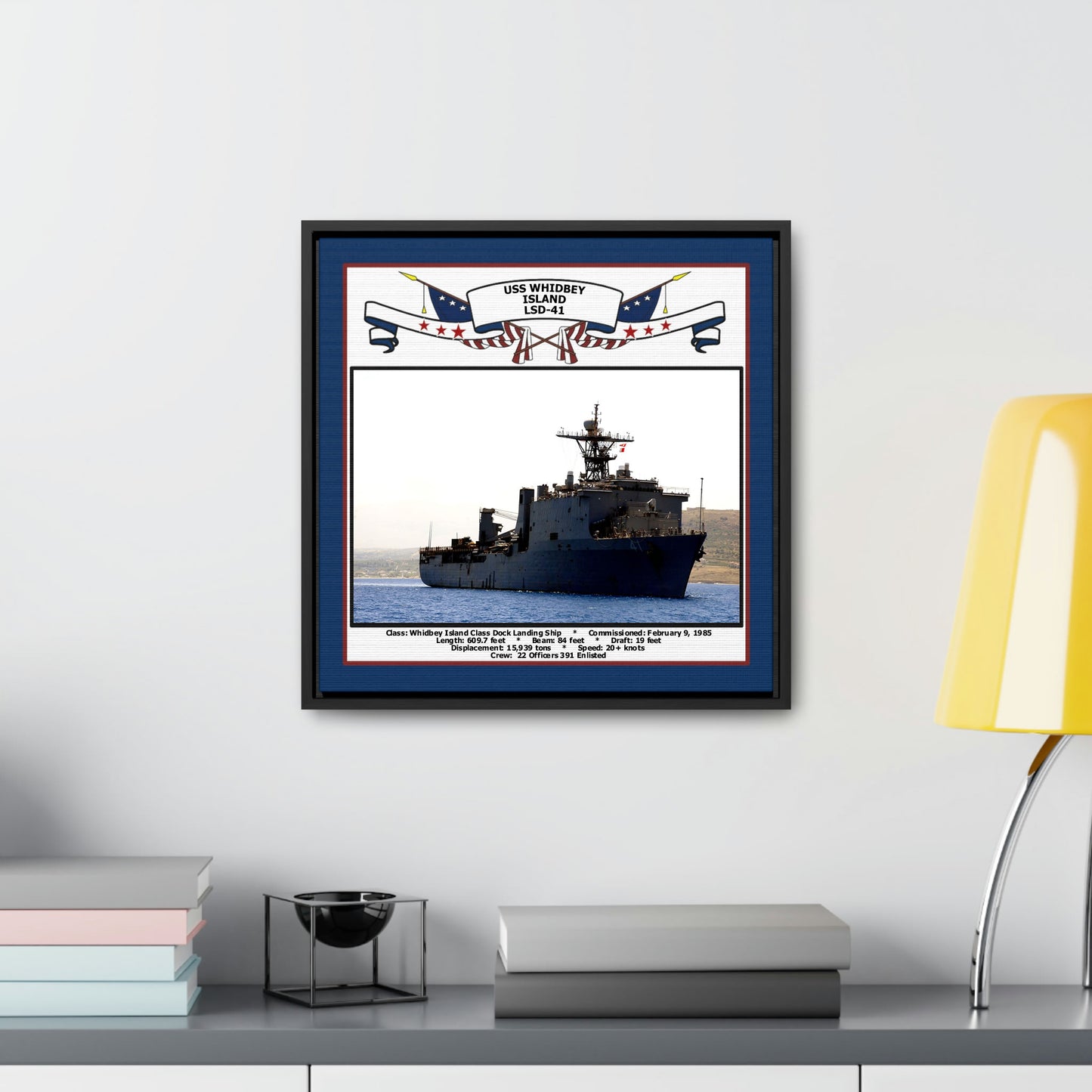 USS Whidbey Island LSD-41 Navy Floating Frame Photo Desk View