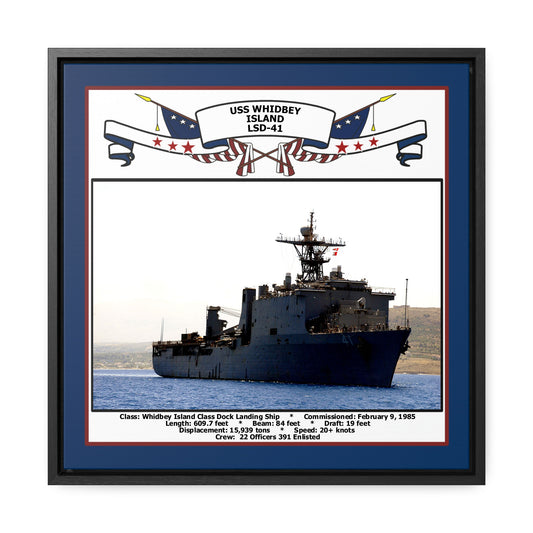 USS Whidbey Island LSD-41 Navy Floating Frame Photo Front View
