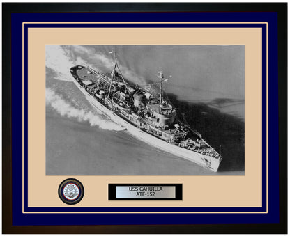 USS CAHUILLA ATF-152 Framed Navy Ship Photo Blue
