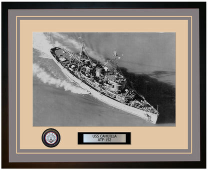 USS CAHUILLA ATF-152 Framed Navy Ship Photo Grey
