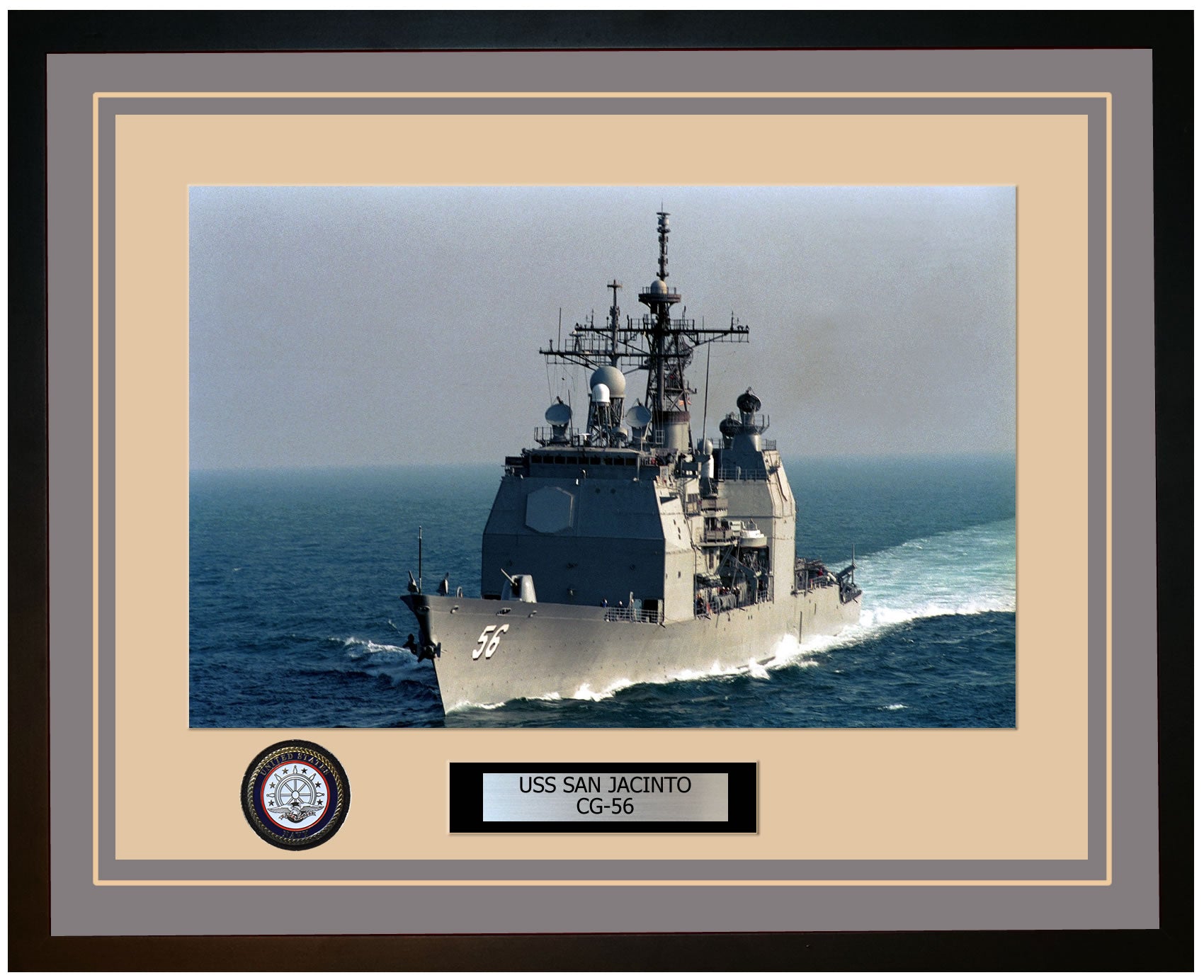 USS SAN JACINTO CG-56 Framed Navy Ship Photo Grey