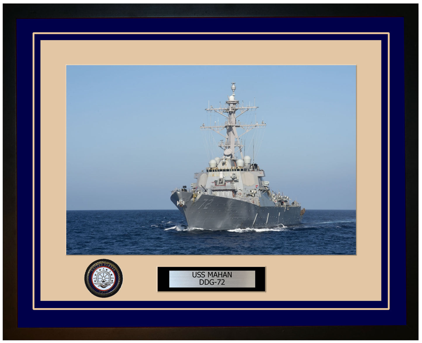 USS MAHAN DDG-72 Framed Navy Ship Photo Blue