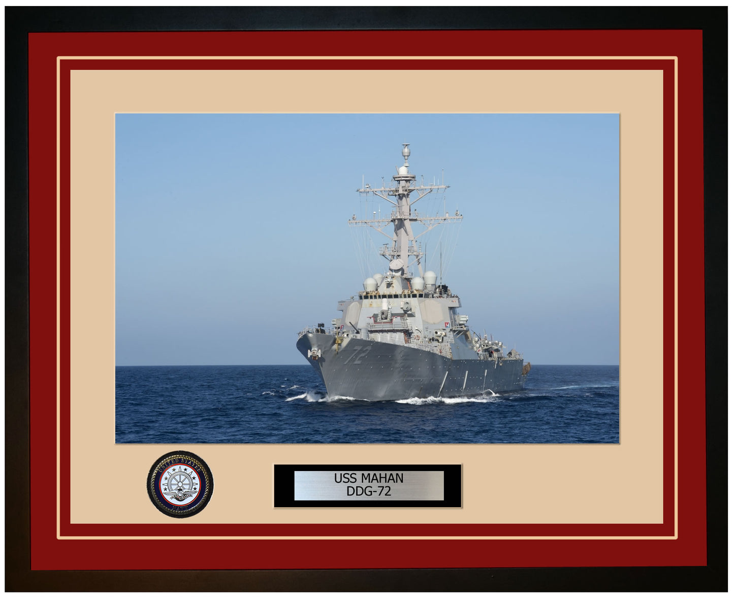 USS MAHAN DDG-72 Framed Navy Ship Photo Burgundy