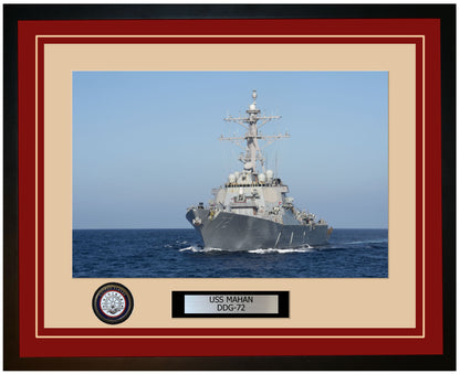 USS MAHAN DDG-72 Framed Navy Ship Photo Burgundy