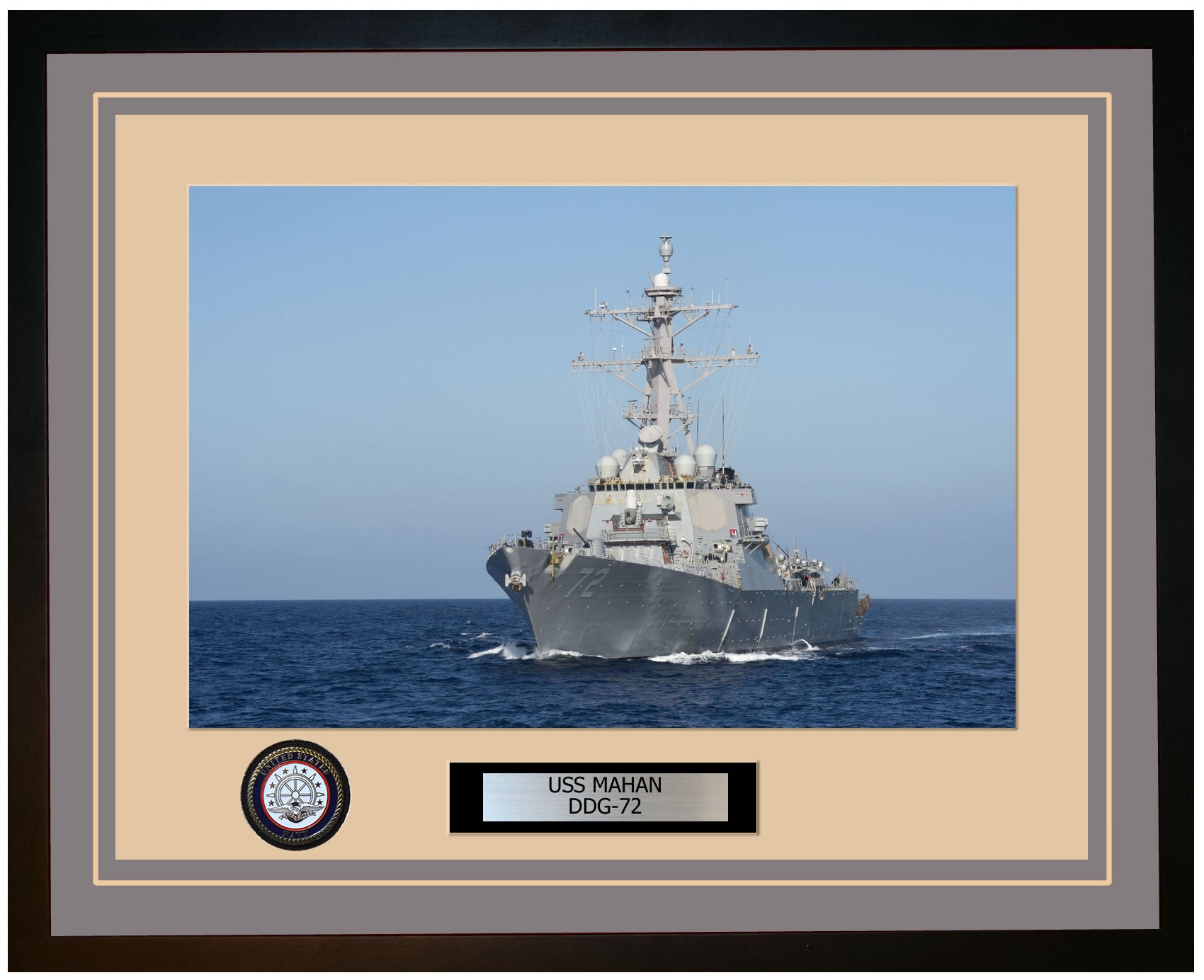 USS MAHAN DDG-72 Framed Navy Ship Photo Grey