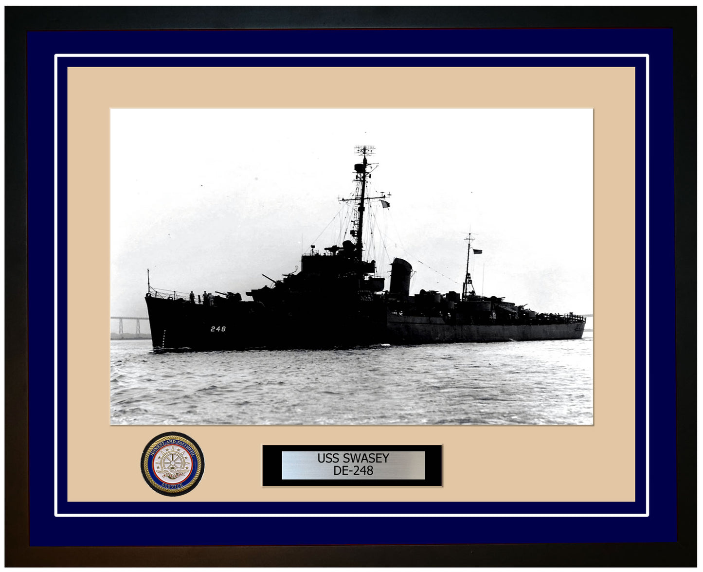 USS Swasey DE-248 Framed Navy Ship Photo Blue