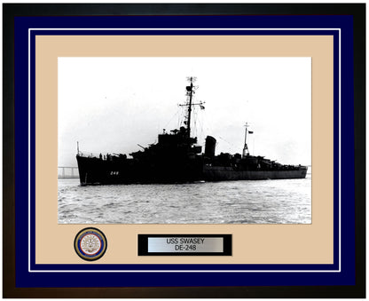 USS Swasey DE-248 Framed Navy Ship Photo Blue