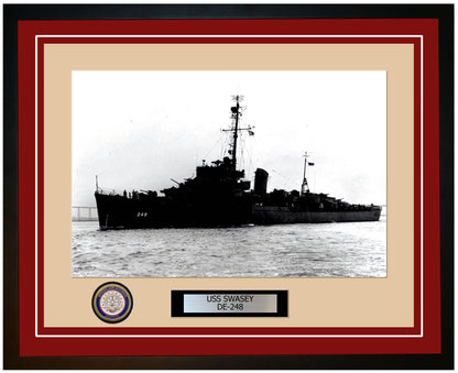 USS Swasey DE-248 Framed Navy Ship Photo Burgundy