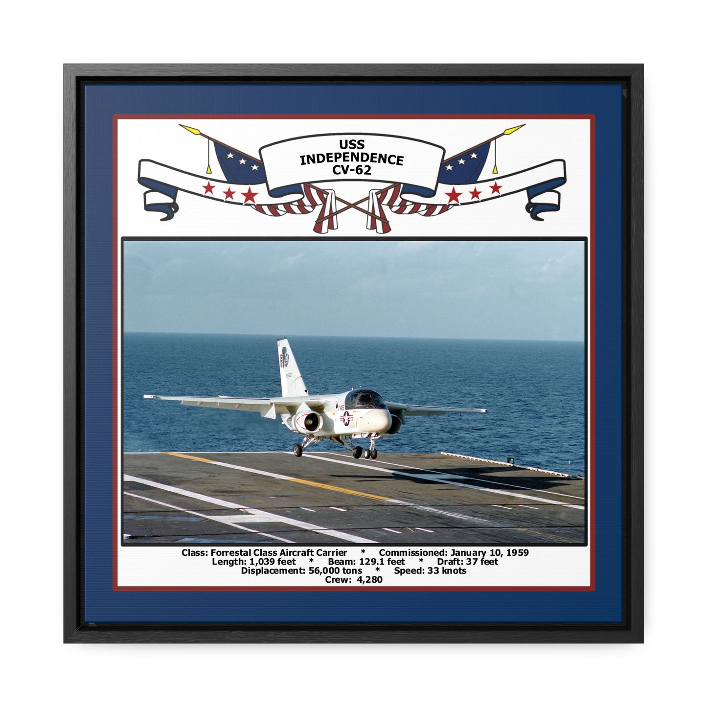 USS Independence CV-62 Navy Floating Frame Photo Front View