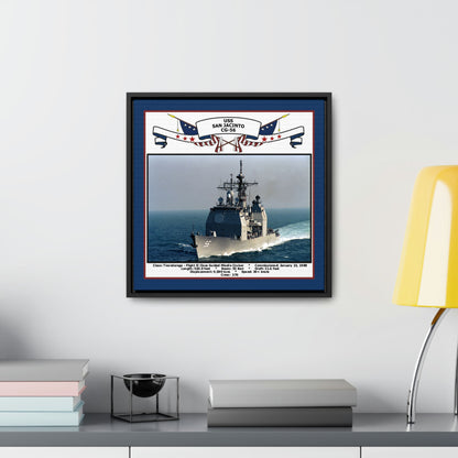 USS San Jacinto CG-56 Navy Floating Frame Photo Desk View