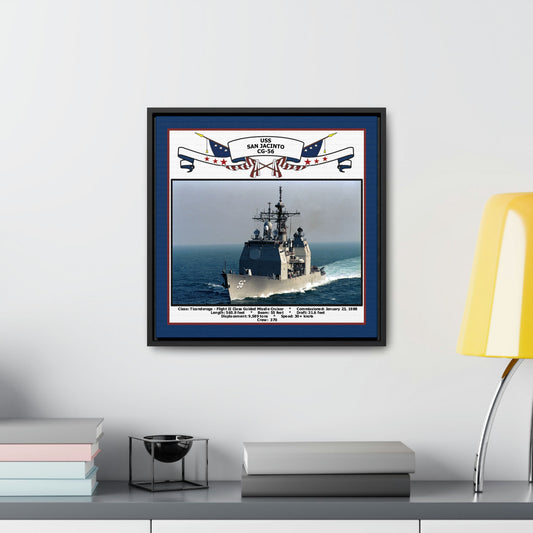 USS San Jacinto CG-56 Navy Floating Frame Photo Desk View