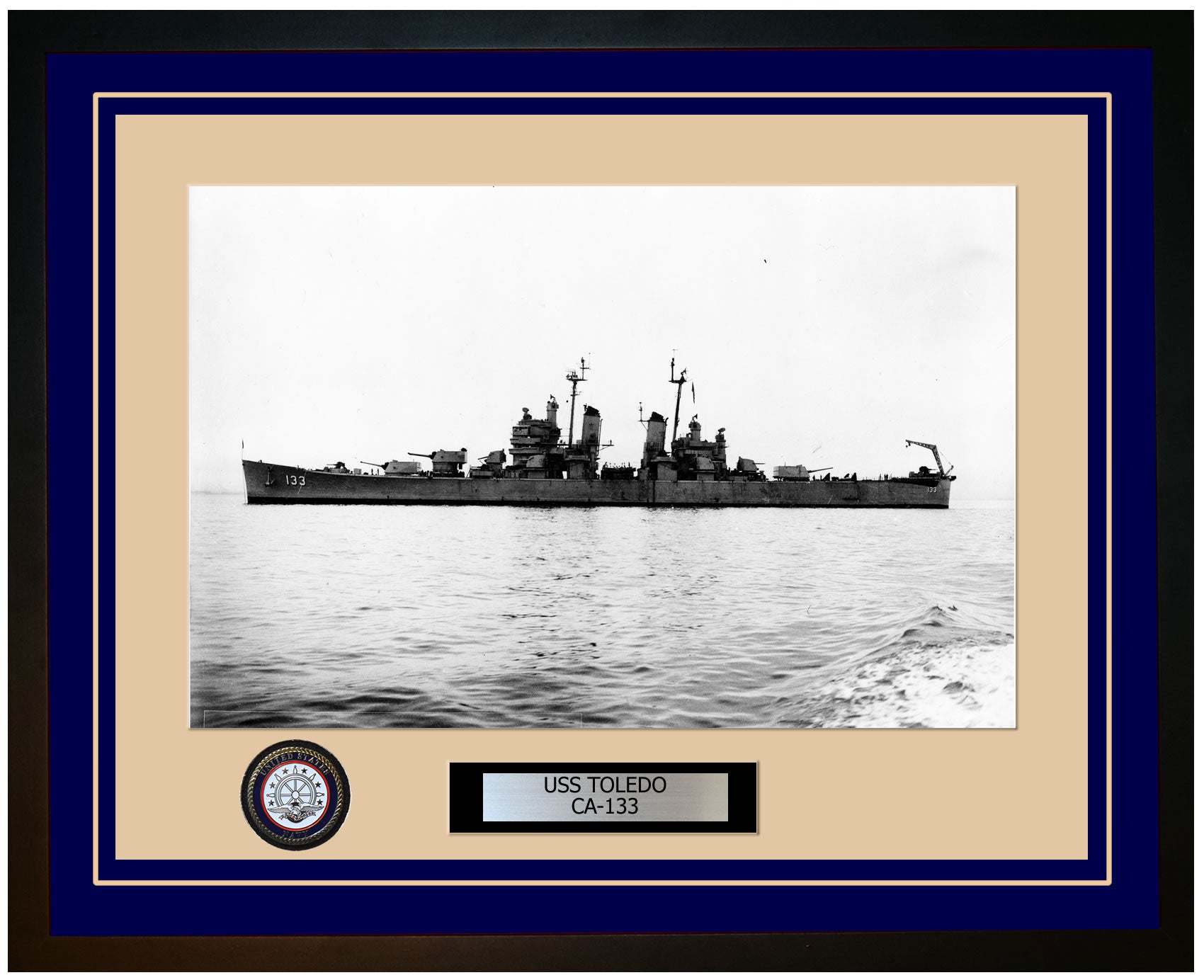 USS TOLEDO CA-133 Framed Navy Ship Photo Blue