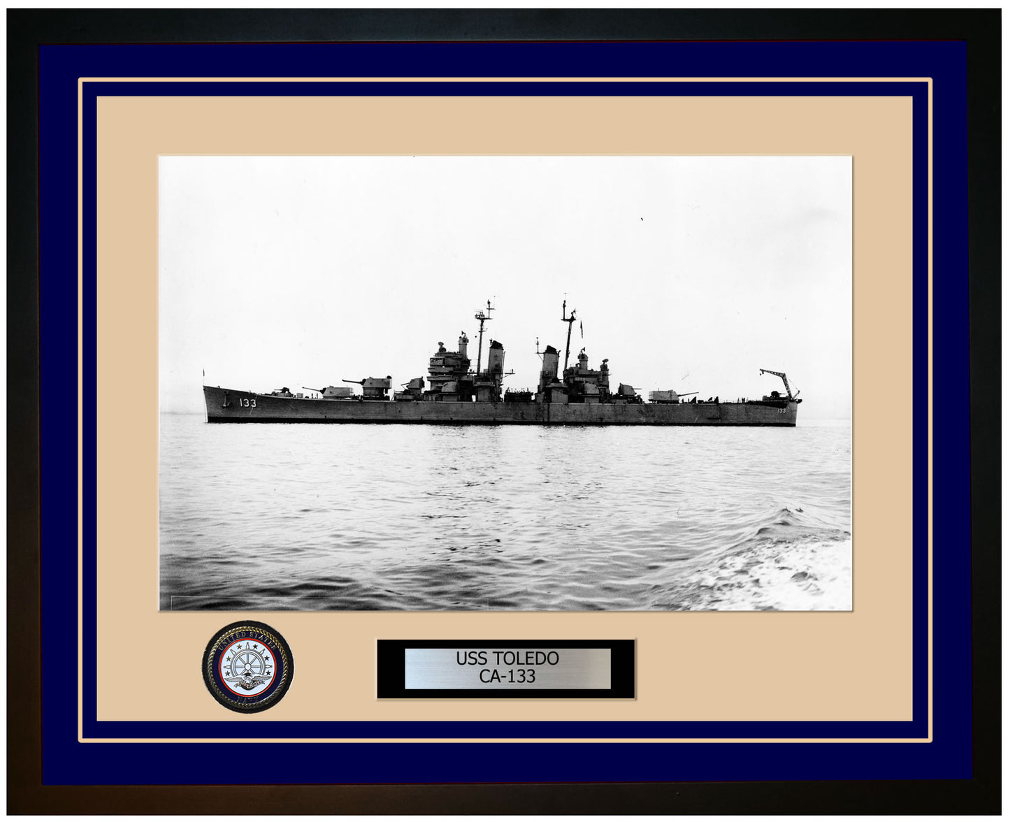 USS TOLEDO CA-133 Framed Navy Ship Photo Blue